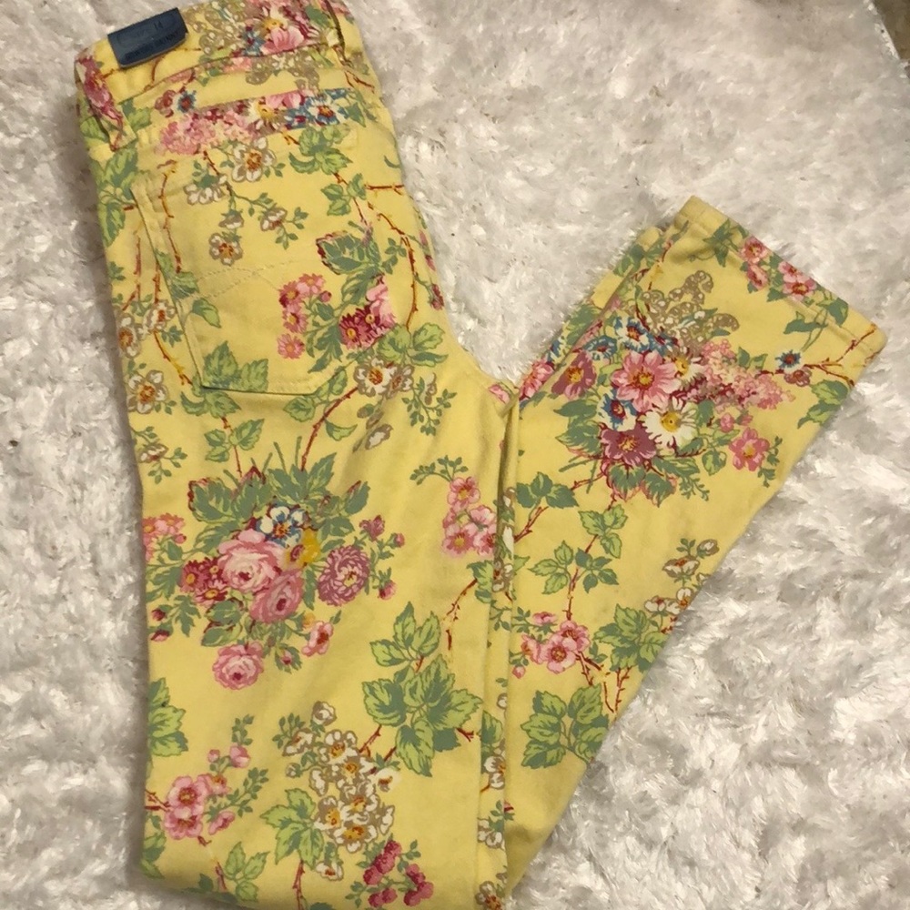RALPH LAUREN skinny straight floral jeans